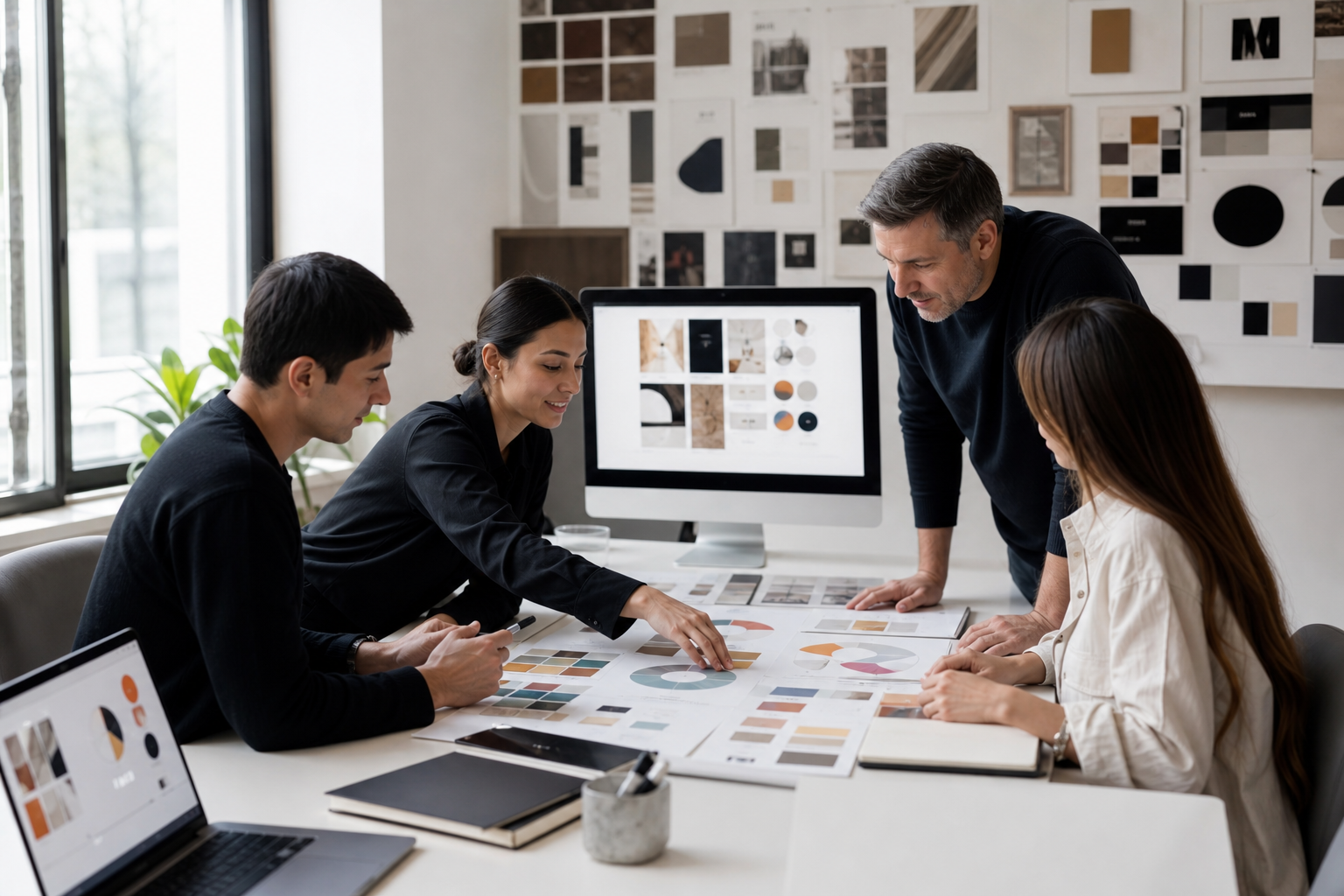 Team working on brand identity and visual identity development