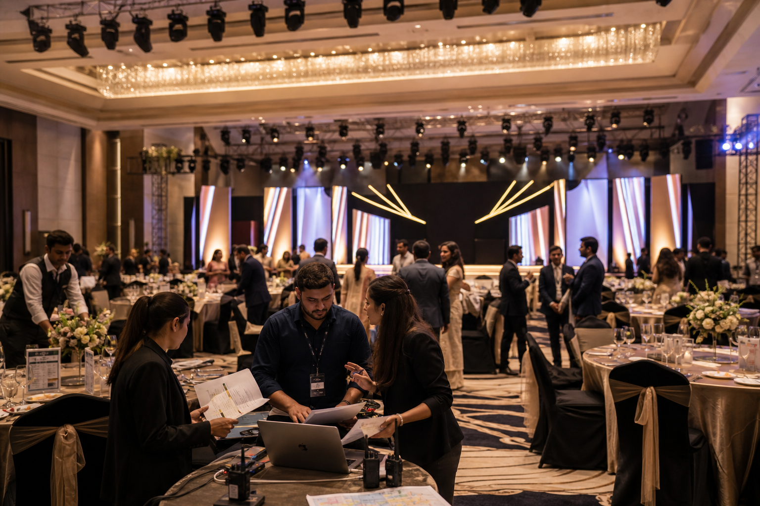 Team organizing a professional event with a complete attendee experience