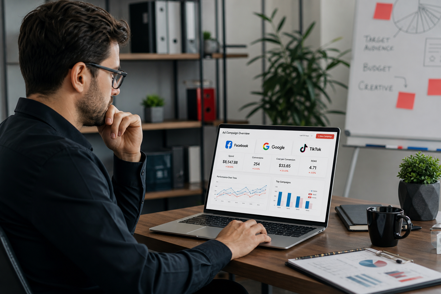 Performance analysis of paid advertising campaigns on social and search platforms