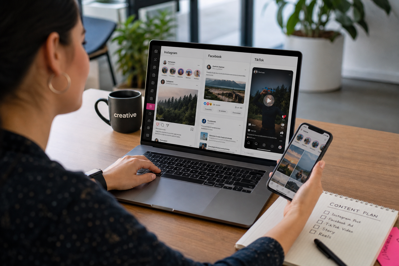 Marketing team managing social media accounts and engaging with the audience